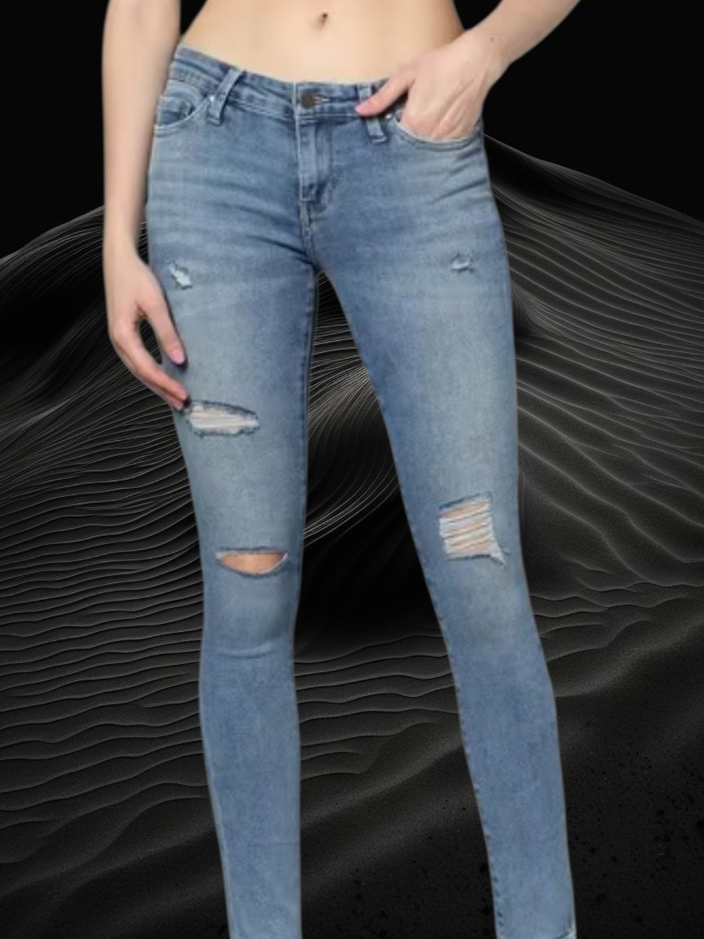Forever 21 Light Blue Distressed Skinny Jeans